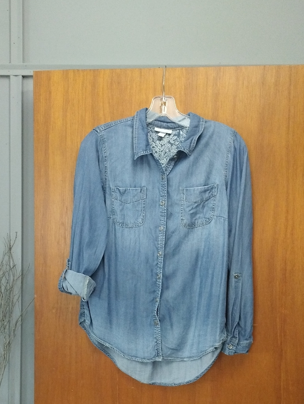 Light Wash Denim Button-Up Shirt